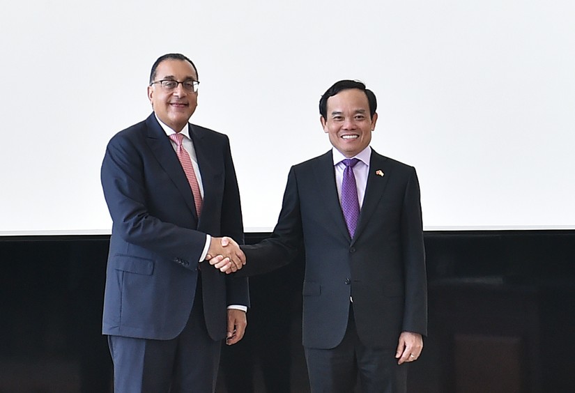 Phó Thủ tướng Chính phủ Trần Lưu Quang và Thủ tướng Ai Cập Mostafa Madbouly. Ảnh: VGP