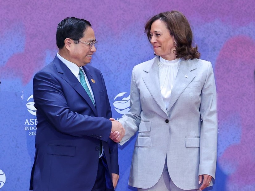 Thủ tướng Chính phủ Phạm Minh Chính và Phó Tổng thống Mỹ Kamala Harris. Ảnh: VGP