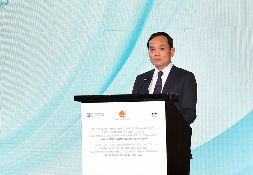 Phó Thủ tướng Trần Lưu Quang phát biểu tại Diễn đàn Bộ trưởng OECD - Đông Nam Á năm 2023. Ảnh: VGP