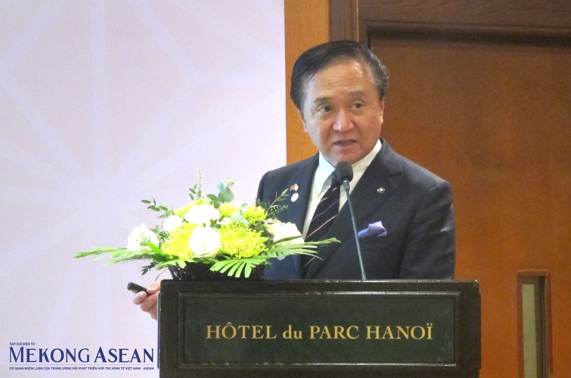 Thống đốc tỉnh Kanagawa Yuri Kuroiwa phát biểu tại Hội nghị xúc tiến đầu tư vào tỉnh Kanagawa. Ảnh: Anh Thư - Mekong ASEAN