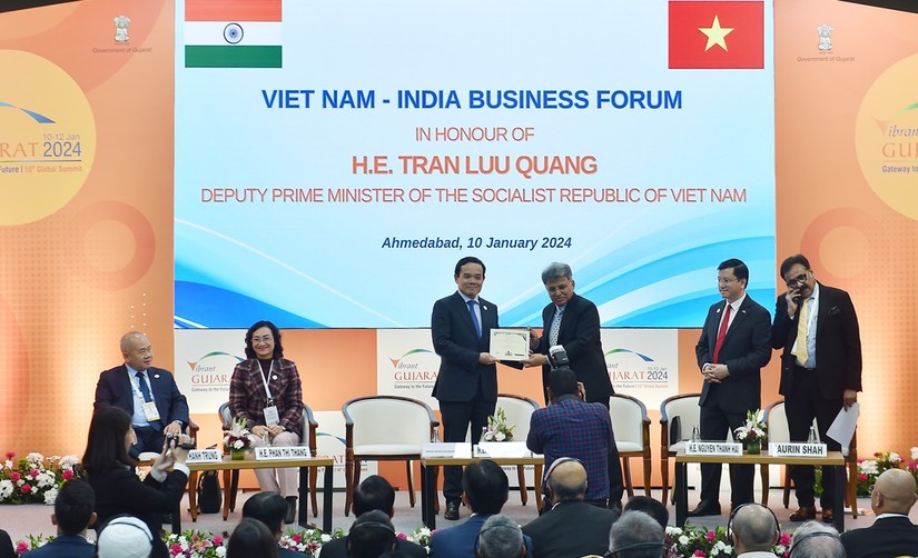 Phó Thủ tướng Trần Lưu Quang đã dự và phát biểu tại Diễn đàn doanh nghiệp Việt Nam - Ấn Độ. Ảnh: VGP