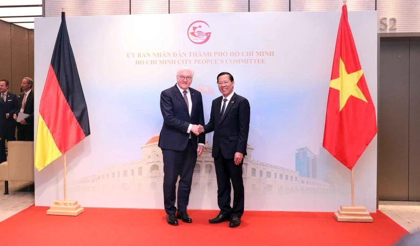 Chủ tịch UBND TP HCM Phan Văn Mãi hội kiến Tổng thống Cộng hòa Liên bang Đức Frank - Walter Steinmeier. Ảnh: TTXVN