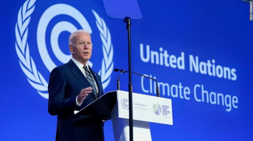 Tổng thống Joe Biden phát biểu tại Hội nghị thượng đỉnh về khí hậu COP26 ngày 1/11. Ảnh: CNN