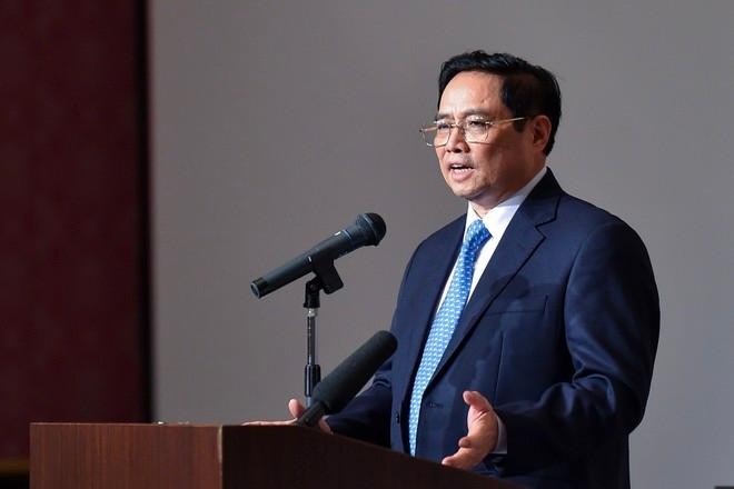 Phát biểu tại Hội nghị hợp tác địa phương Việt Nam - Nhật Bản, Thủ tướng Phạm Minh Chính mong muốn các doanh nghiệp Nhật Bản sẽ đầu tư lâu dài tại Việt Nam. Ảnh: TTX