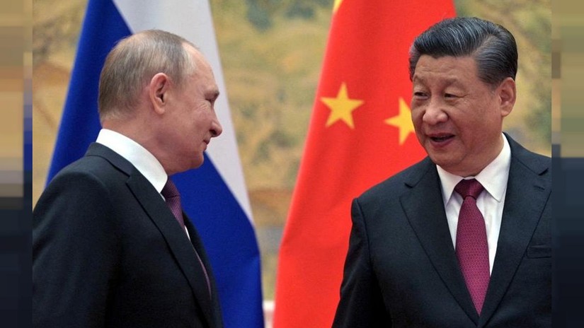 Tổng thống Nga Vladimir Putin và Chủ tịch Trung Quốc Tập Cận Bình trong cuộc gặp tại Bắc Kinh, Trung Quốc, ngày 4/2. Ảnh: Reuters