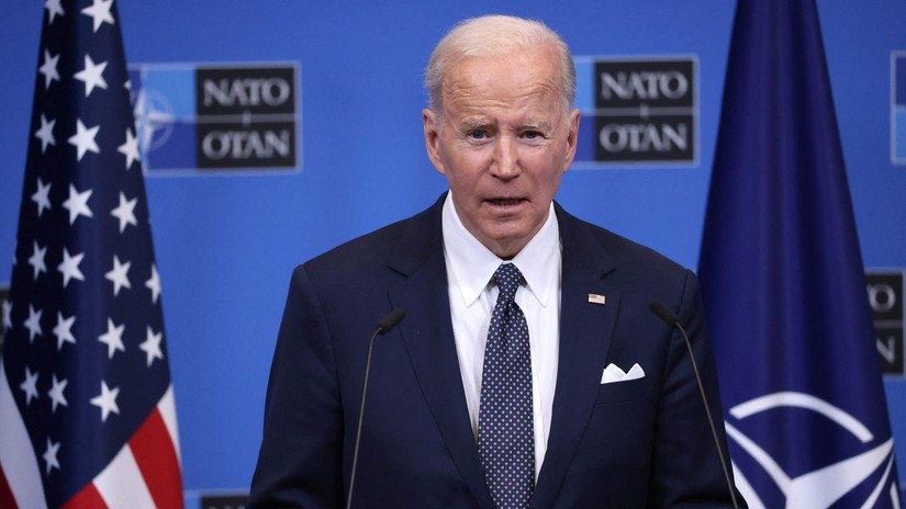 Tổng thống Mỹ Joe Biden trả lời họp báo sau hội nghị thượng đỉnh NATO ở Brussels, Bỉ hôm 24/3. Ảnh: Reuters