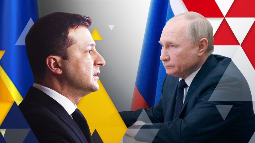Tổng thống Ukraine Volodymyr Zelensky và Tổng thống Nga Vladimir Putin. Ảnh: Sky News
