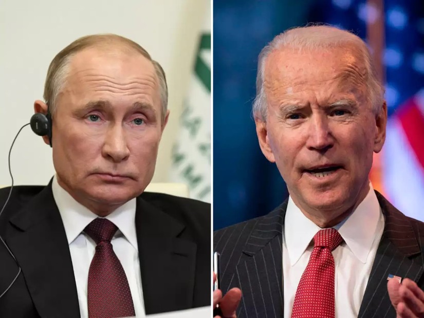 Tổng thống Nga Vladimir Putin và Tổng thống Mỹ Joe Biden. Quan hệ Nga - Mỹ ngày càng đi xuống kể từ khi chiến sự tại Ukraine nổ ra. Ảnh: AP