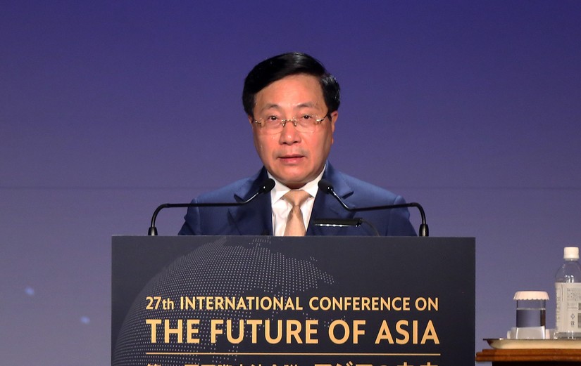 Phó Thủ tướng thường trực Phạm Bình Minh phát biểu tại Hội nghị quốc tế về tương lai châu Á lần thứ 27. Ảnh: VGP