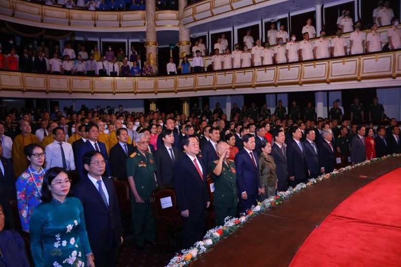 Các đại biểu dự Lễ kỷ niệm 55 năm thiết lập quan hệ ngoại giao Việt Nam - Campuchia (24/6/1967 - 24/6/2022). Ảnh: VGP