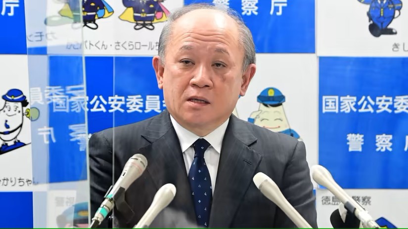 Giám đốc Cơ quan Cảnh sát Quốc gia Nhật Bản Itaru Nakamura tại cuộc họp báo ngày 25/8. Ảnh: Nikkei Asia