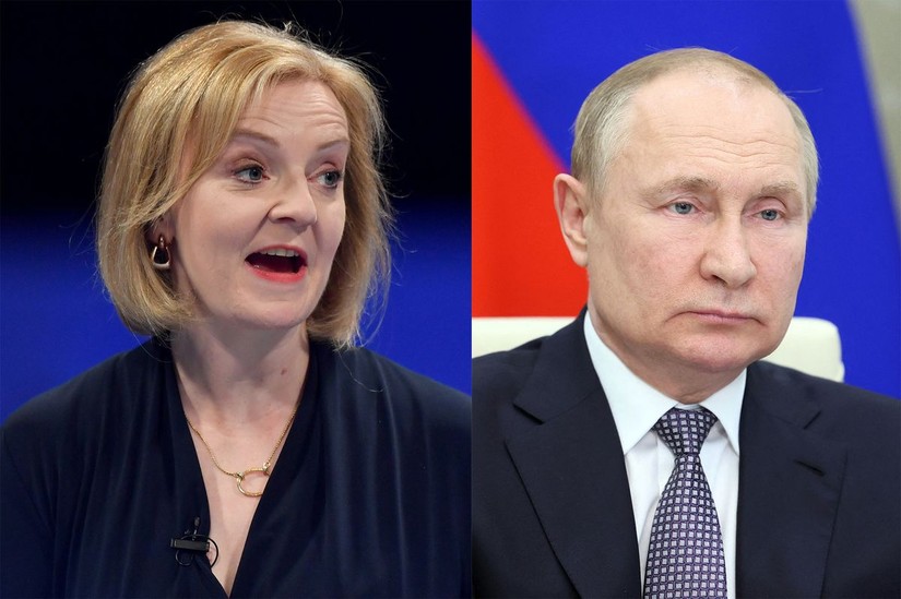 Tân Thủ tướng Anh Liz Truss và Tổng thống Nga Vladimir Putin. Ảnh: Bloomberg