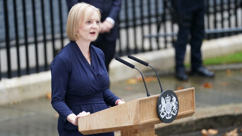 Tân Thủ tướng Anh Liz Truss có bài phát biểu đầu tiên tại số 10 Phố Downing. Ảnh: Sky News