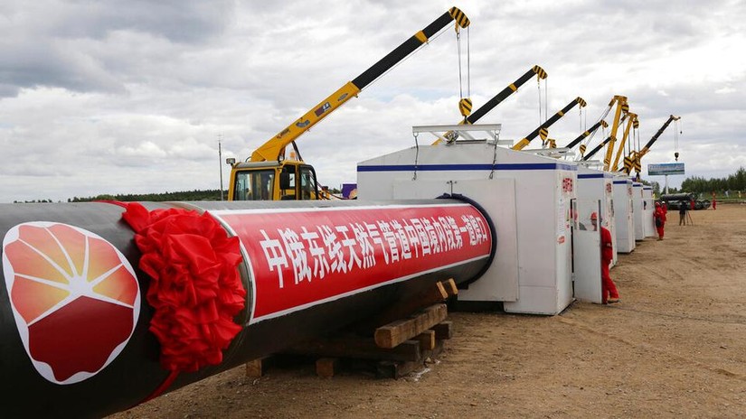Lễ khởi công xây dựng đường ống Power of Siberia tại tỉnh Hắc Long Giang, đông bắc Trung Quốc, năm 2015. Ảnh: AP