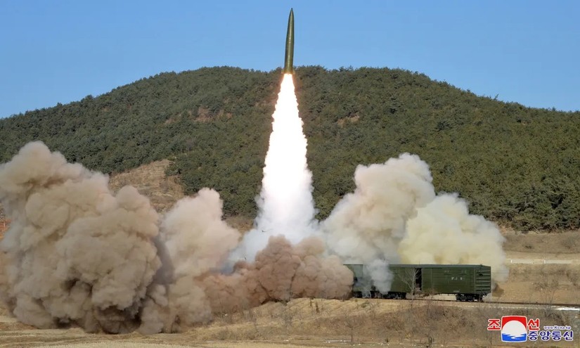Một bức ảnh do hãng thông tấn KCNA công bố về vụ phóng tên lửa ngày 14/1 của Triều Tiên. Ảnh: KCNA 