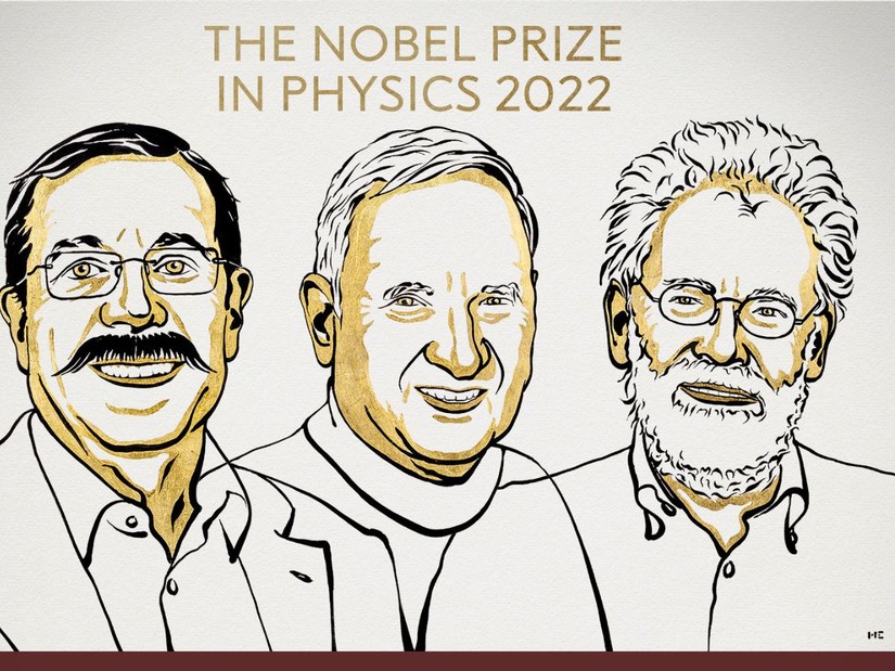 Ba nhà khoa học nhận giải Nobel Vật lý 2022 gồm Alain Aspect, John F. Clauser và Anton Zeilinger . Ảnh: Nobel Prize