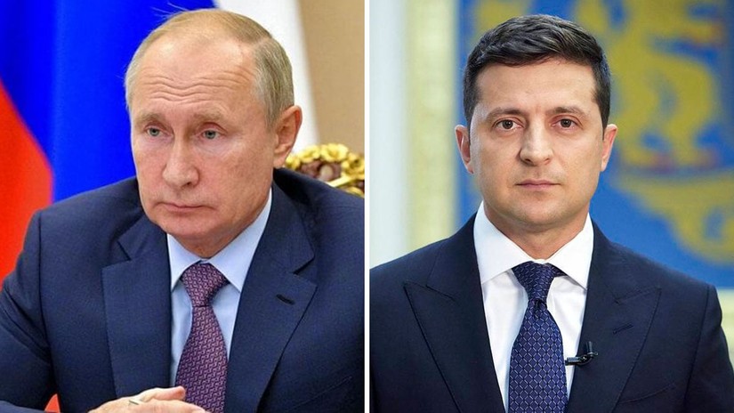 Tổng thống Nga Vladimir Putin và người đồng cấp Ukraine Volodymyr Zelensky. Ảnh: India Today
