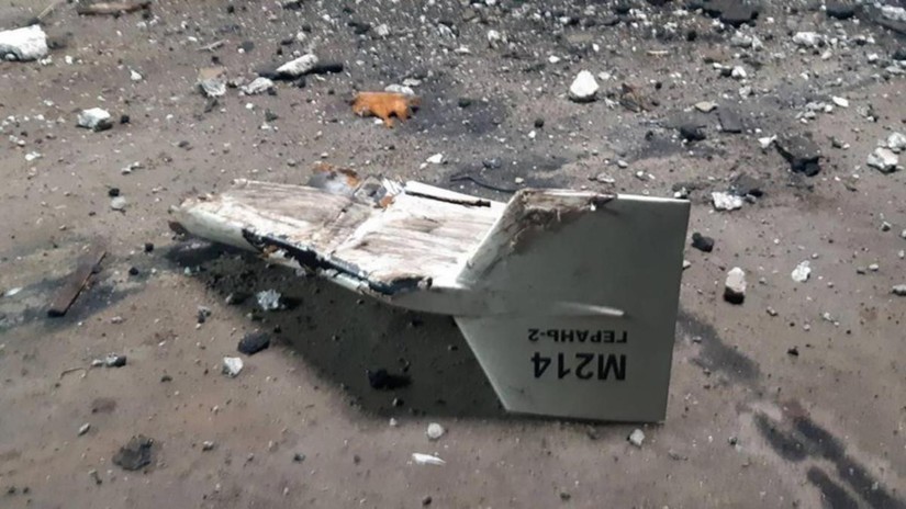 Xác một máy bay không người lái (UAV) cảm tử tại Ukraine. Ảnh: AP