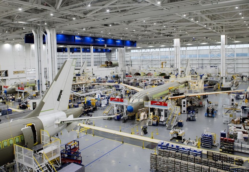 Địa điểm lắp ráp và hoàn thiện máy bay của Airbus Canada tại Mirabel, Quebec, Canada. Ảnh: Bloomberg