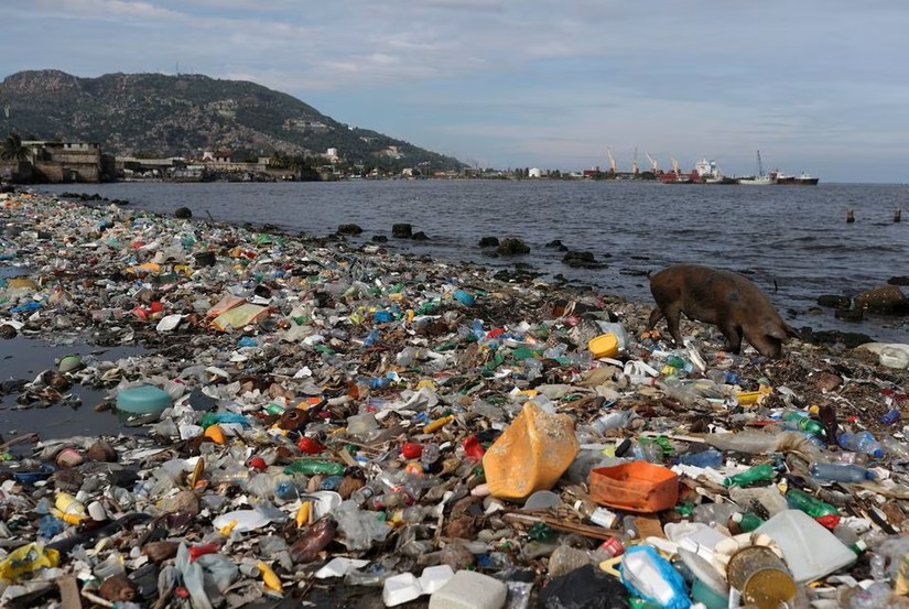 Rác thải nhựa ngổn ngang trên bờ biển Cap-Haitien, Haiti, 2018. Ảnh: Reuters