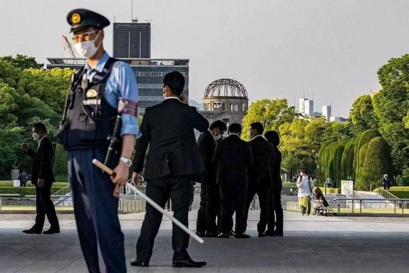 Khoảng 24.000 nhân viên an ninh được huy động tới Hiroshima, Nhật Bản trong thời gian diễn ra hội nghị thượng đỉnh G7. Ảnh: AFP