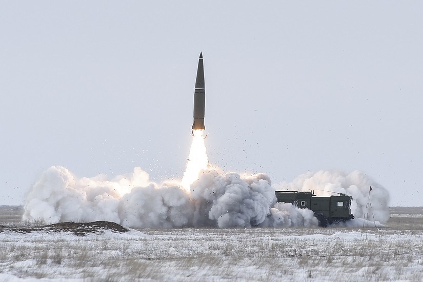 Một vụ phóng tên lửa đạn đạo chiến thuật Iskander-M của Nga vào năm 2018. Ảnh: BQP Nga