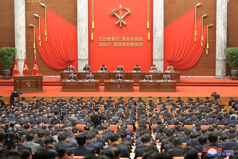 Quang cảnh Hội nghị toàn thể mở rộng lần thứ 8 của Ủy ban Trung ương Đảng Lao động Triều Tiên. Ảnh: KCNA