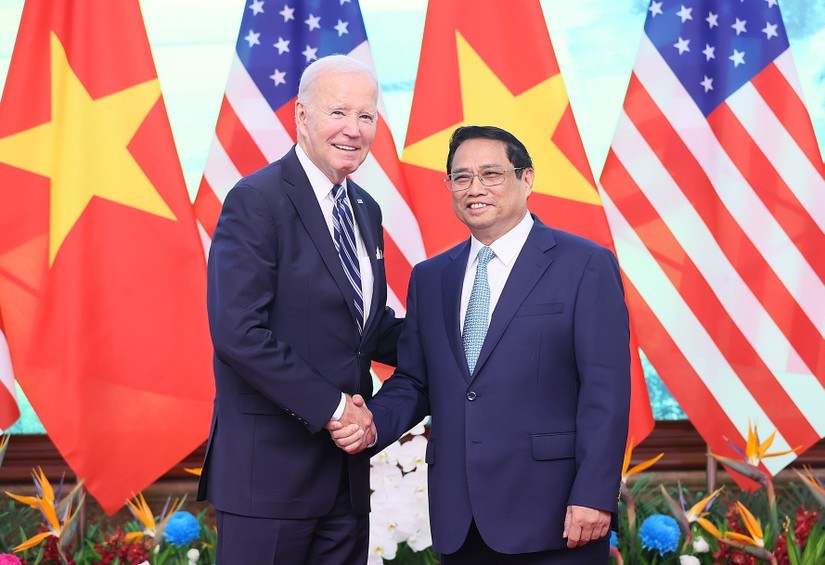 Tổng thống Mỹ Joe Biden hội kiến Thủ tướng Phạm Minh Chính. Ảnh: TTXVN