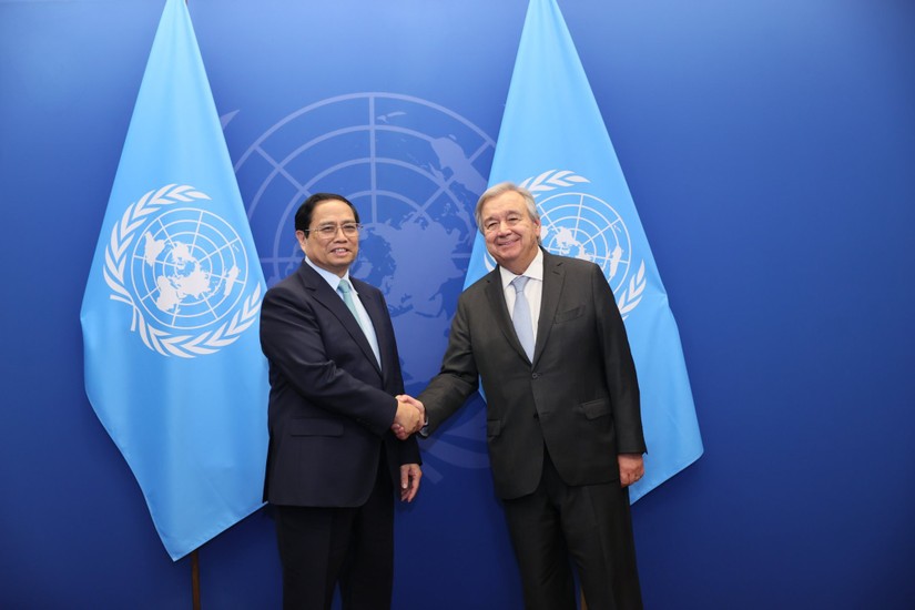 Thủ tướng Phạm Minh Chính và Tổng Thư ký Liên Hợp Quốc Antonio Guterres. Ảnh: VGP