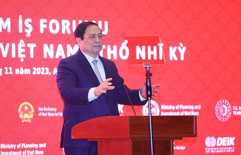 Thủ tướng Phạm Minh Chính phát biểu tại Diễn đàn doanh nghiệp Việt Nam - Thổ Nhĩ Kỳ. Ảnh: VGP