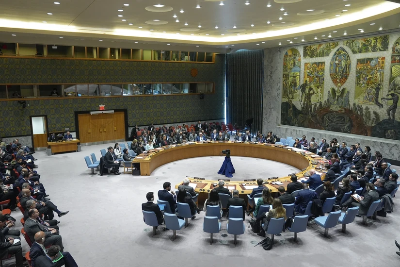 Quang cảnh cuộc họp của Hội đồng Bảo an Liên Hợp Quốc, ngày 20/2. Ảnh: AP