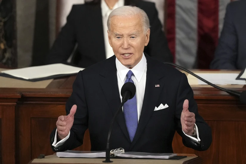 Tổng thống Mỹ Joe Biden đã đọc Thông điệp Liên bang trước Quốc hội Mỹ. Ảnh: AP