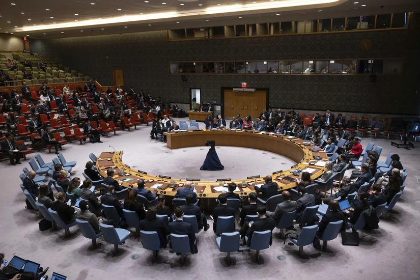 Quang cảnh cuộc họp và bỏ phiếu tại Hội đồng Bảo an Liên Hợp Quốc, ngày 22/3. Ảnh: AP