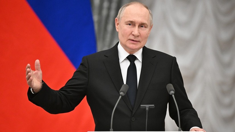 Tổng thống Nga Vladimir Putin phát biểu tại Điện Kremlin, ngày 26/3. Ảnh: Sputnik