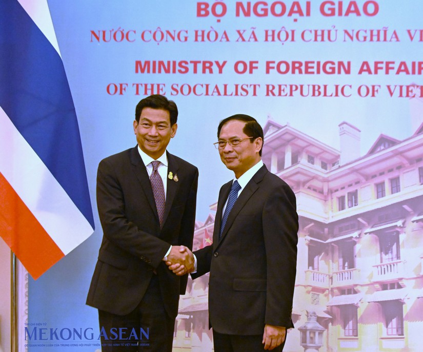 Bộ trưởng Ngoại giao Bùi Thanh Sơn tiếp Phó Thủ tướng, Ngoại trưởng Thái Lan Parnpree Bahiddha-Nukara, ngày 26/10/2023. Ảnh: Đỗ Thảo - Mekong ASEAN