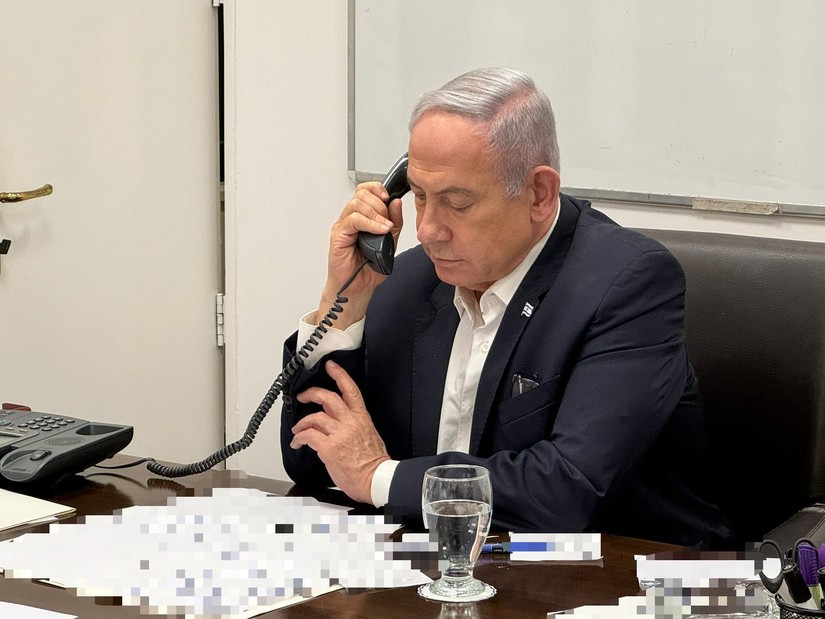 Thủ tướng Israel Benjamin Netanyahu điện đàm với Tổng thống Mỹ Joe Biden. Ảnh: GPO