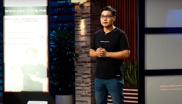 CEO Coolmate Phạm Chí Nhu lần đầu tiên gọi vốn thành công với 500.000 USD từ Shark Bình trong Shark Tank Việt Nam mùa 4 năm 2021. Ảnh: Shark Tank Việt Nam.