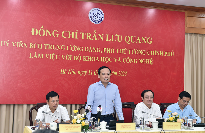 Phó Thủ tướng Chính phủ Trần Lưu Quang đề nghị Bộ Khoa học và Công nghệ phải thực hiện tốt 3 yêu cầu của Thủ tướng. Ảnh: VGP