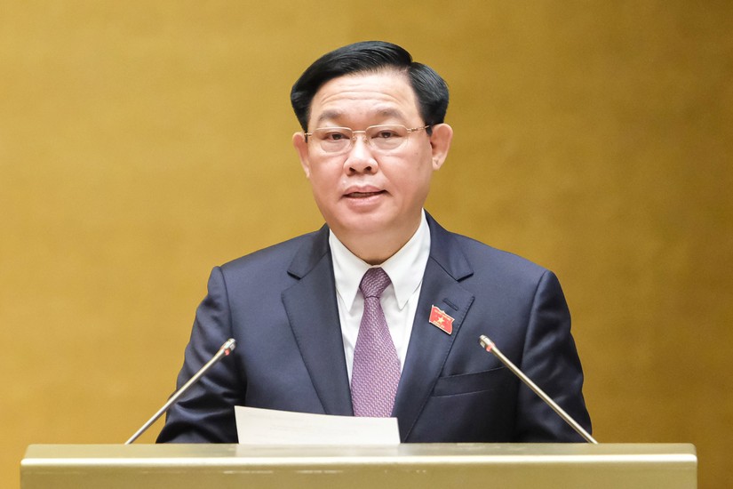 Chủ tịch Quốc hội Vương Đình Huệ phát biểu bế mạc Kỳ họp thứ 3. Ảnh: Quochoi.