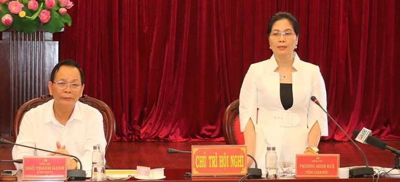 Bà Phương Minh Huệ (Chủ tịch, Tổng Giám đốc Tập đoàn Việt Phương) phát biểu tại buổi làm việc với lãnh đạo tỉnh Đắk Nông. Ảnh: Báo Đắk Nông