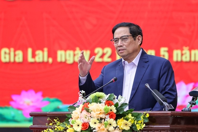 Thủ tướng Phạm Minh Chính làm việc với Ban Thường vụ Tỉnh ủy Gia Lai. Ảnh: VGP