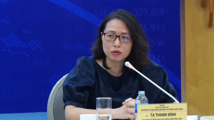 Bà Tạ Thanh Bình - Vụ trưởng Vụ phát triển thị trường UBCKNN.