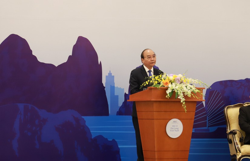 Chủ tịch nước Nguyễn Xuân Phúc phát biểu tại lễ khai mạc ABAC III sáng 27/7 tại Hạ Long.