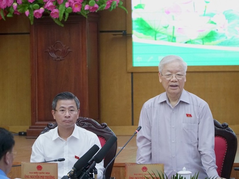 Tổng Bí thư Nguyễn Phú Trọng tại buổi tiếp xúc cử tri. Ảnh: TTXVN