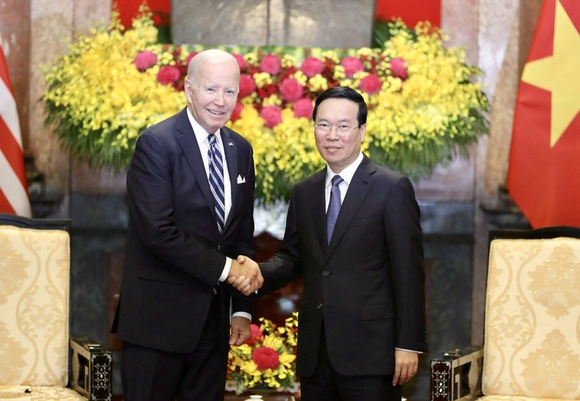 Chủ tịch nước Võ Văn Thưởng tiếp Tổng thống Mỹ Joe Biden. ̣Ảnh: Tiền Phong