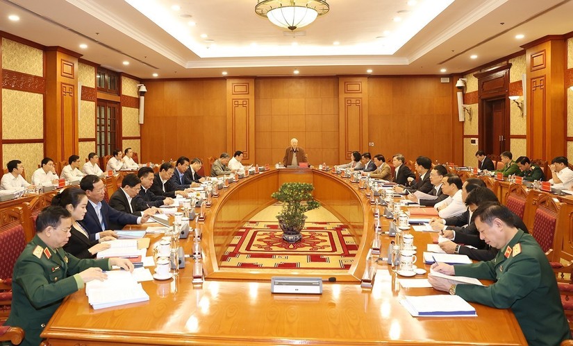 Tổng Bí thư Nguyễn Phú Trọng chủ trì cuộc họp. Ảnh: TTXVN