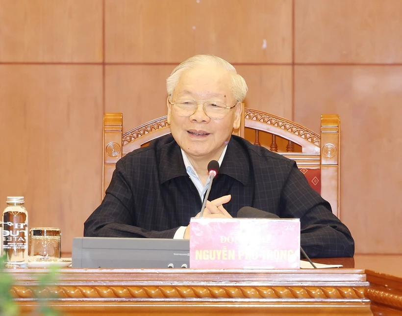 Tổng Bí thư Nguyễn Phú Trọng chủ trì phiên họp. Ảnh: TTXVN