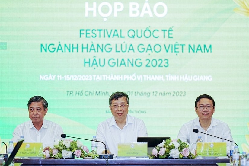 Họp báo về Festival quốc tế ngành hàng lúa gạo Việt Nam – Hậu Giang 2023. Ảnh: VGP