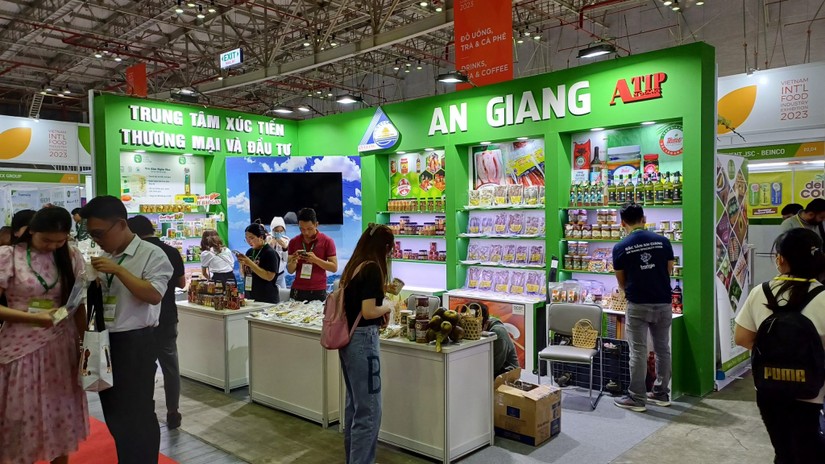 Một gian hàng của Vietnam Foodexpo năm 2023. Ảnh: Công ty TNHH Xây dựng & Triển lãm Gia Long
