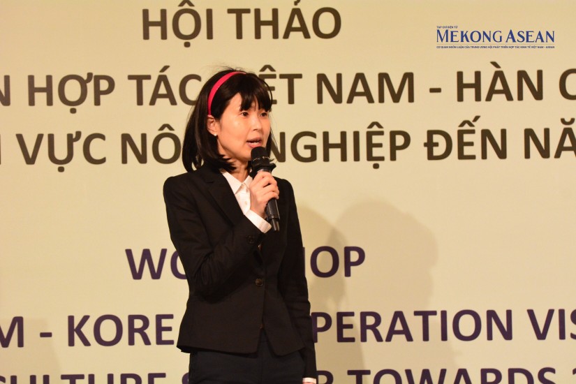 Bà Hyejin Lee phát biểu tại hội thảo. Ảnh: Lê Hồng Nhung - Mekong ASEAN